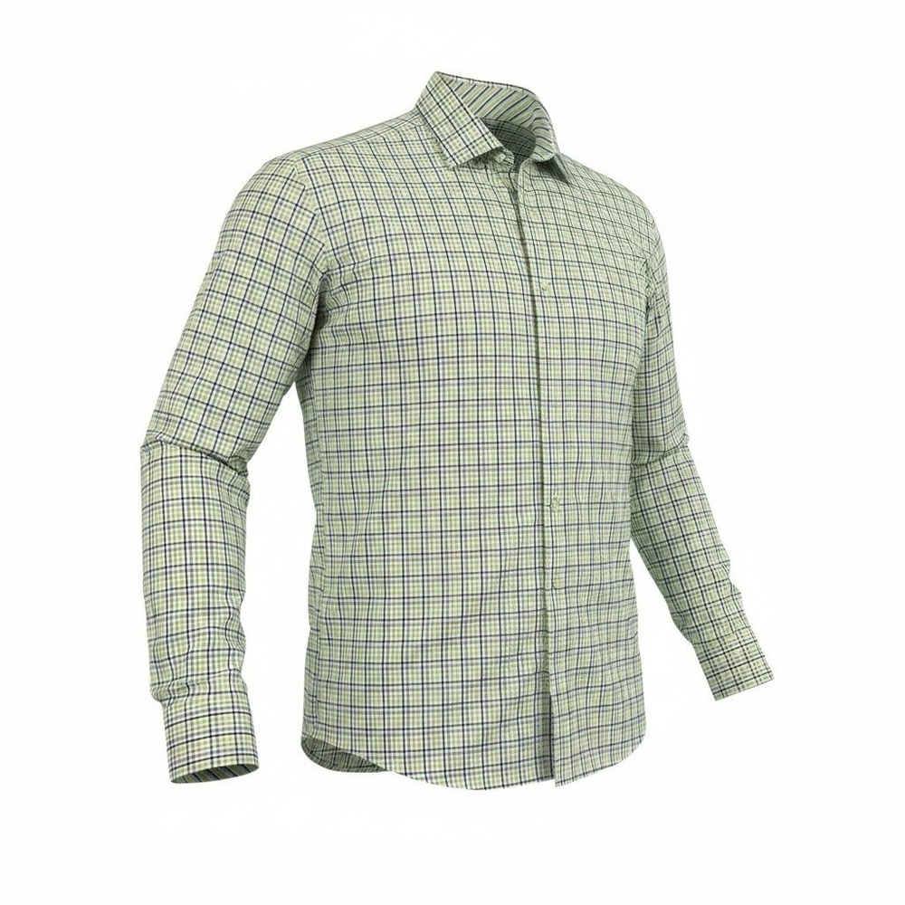 THOMAS DEAN Button Down Shirt Mens XXL Tall Green Plaid Cotton Long Sleeve‎